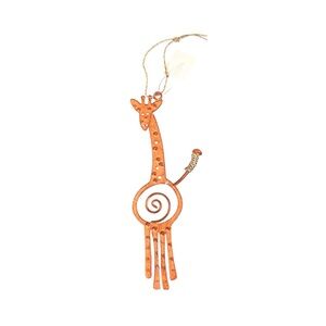 World Market Metal Giraffe Ornament Whimsical Spiral Body Orange Safari 6” NWT